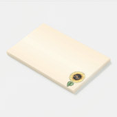 Mooie zonnebloem op koraal post-it® notes (Schuin)