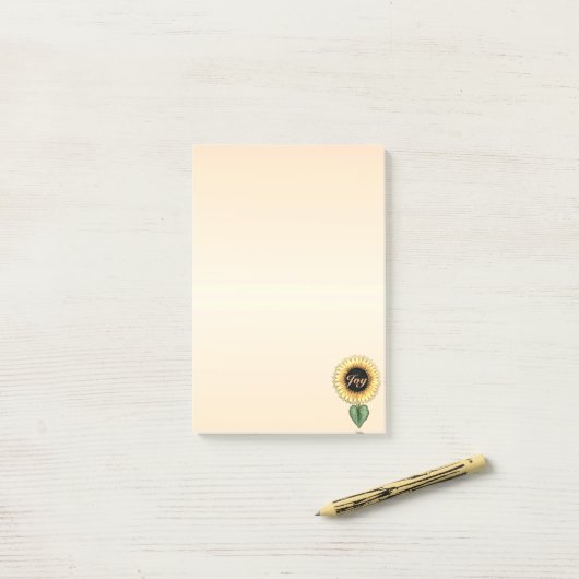 Mooie zonnebloem op koraal post-it® notes (Op bureau)