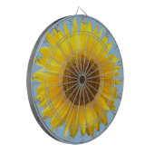 Mooie zonnebloem op licht blauw dartbord (Voorkant Links)