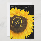 Mooie zonnebloem op uitnodiging voor een zwarte br (Achterkant)