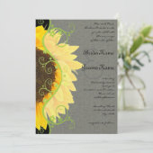 Mooie zonnebloem op uitnodiging voor een zwarte br (Staand voorkant)