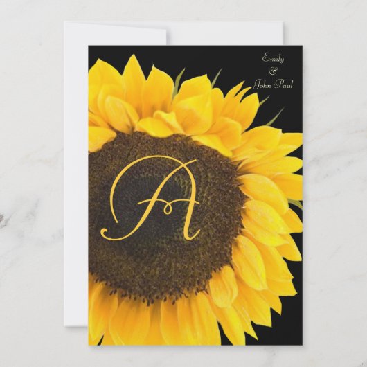 Mooie zonnebloem op uitnodiging voor een zwarte br (Achterkant)