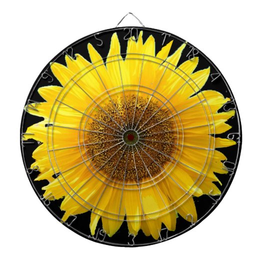 Mooie zonnebloem op zwarte dartbord (Voorkant)