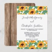 Mooie Zonnebloem Patroon Geel & Groen Huwelijk Kaart (Voorkant / Achterkant)