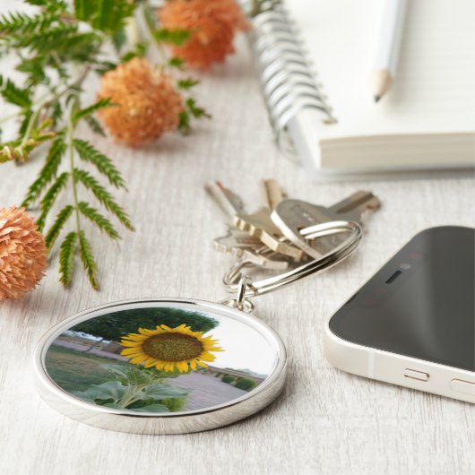 Mooie zonnebloem sleutelhanger (Zijkant)