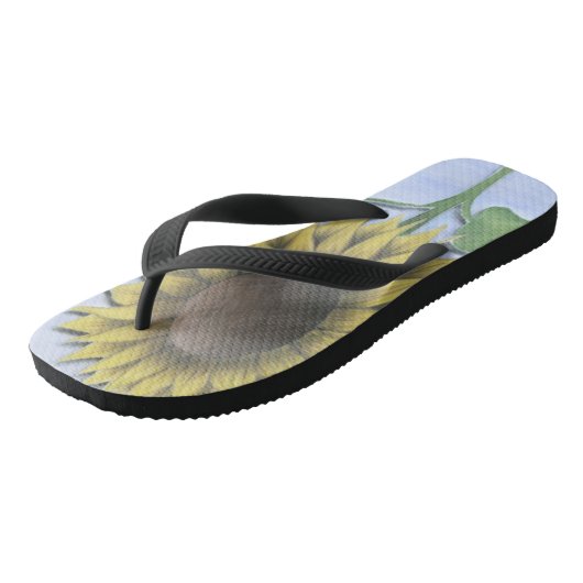 Mooie zonnebloem teenslippers (Schuin)