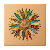 Mooie zonnebloem tegeltje (Voorkant)