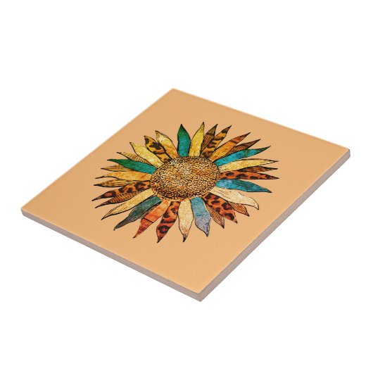 Mooie zonnebloem tegeltje (Zijkant)