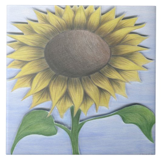 Mooie zonnebloem tegeltje (Voorkant)