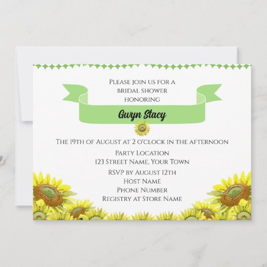 Mooie zonnebloem uitnodiging (Voorkant)