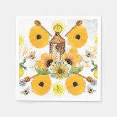 Mooie zonnebloem voor tuinbijen servet (Voorkant)