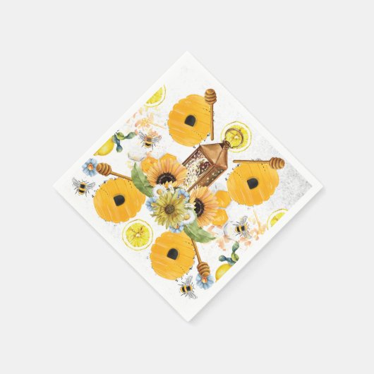 Mooie zonnebloem voor tuinbijen servet (Hoek)