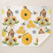 Mooie zonnebloem voor tuinbijen sherpa deken (Voorkant (horizontaal))