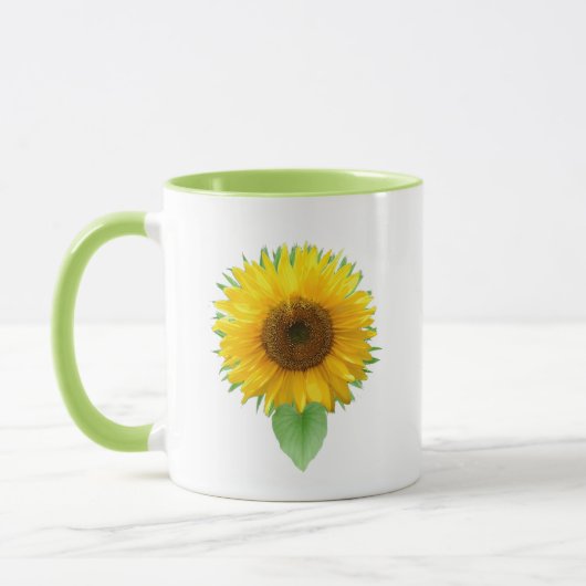 Mooie zonnebloem & vrolijkheid tekst mok (Links)