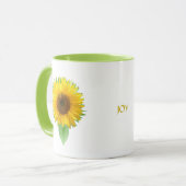 Mooie zonnebloem & vrolijkheid tekst mok (Voorkant links)