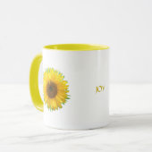 Mooie zonnebloem & vrolijkheid tekst mok (Voorkant links)