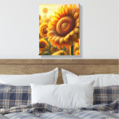 Mooie zonnebloem wandkunst - Gewikkeld canvas (Insitu (Slaapkamer))