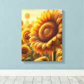 Mooie zonnebloem wandkunst - Gewikkeld canvas (Insitu (Houten vloer))