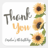 Mooie zonnebloem Waterverf dank u Vierkante Sticker (Voorkant)