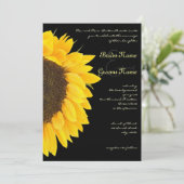 Mooie zonnebloem zwart bruiloft kaart (Staand voorkant)