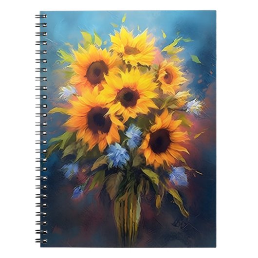 Mooie Zonnebloemen Boeket Elegant Botanisch Notitieboek (Voorkant)