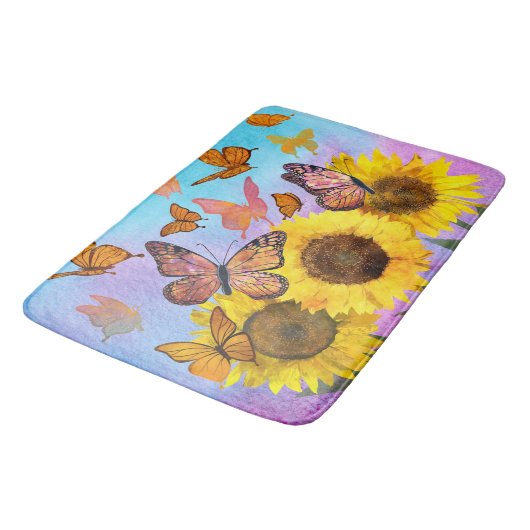 Mooie zonnebloemen Butterflies Flower Garden Badmat (Gekanteld)
