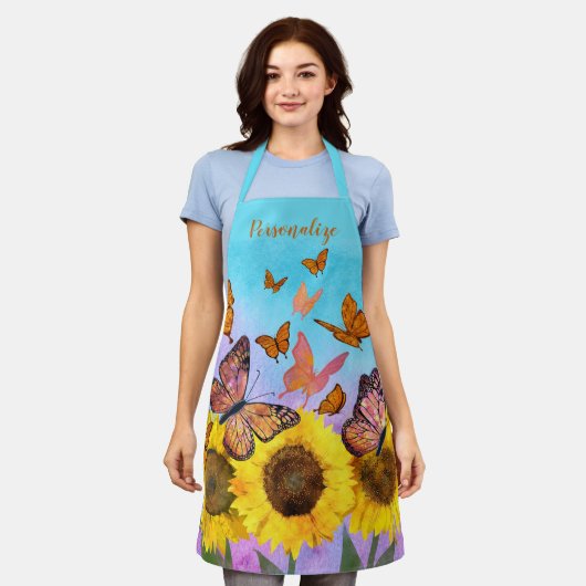 Mooie zonnebloemen Butterflies Flower Garden Schort (Gedragen)