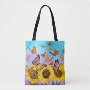 Mooie zonnebloemen Butterflies Flower Garden Tote Bag