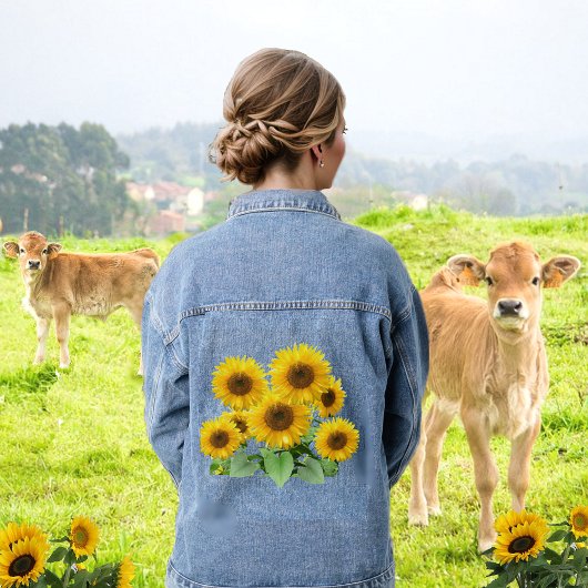 Mooie zonnebloemen denim jacket