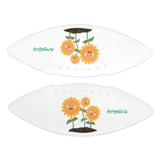 Mooie zonnebloemen die cartoon glimlachen american football (Panelen)