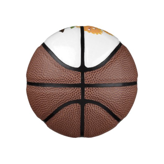 Mooie zonnebloemen die cartoon glimlachen basketbal (Rechts)