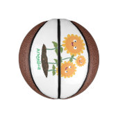 Mooie zonnebloemen die cartoon glimlachen basketbal (Verticaal)