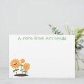 Mooie zonnebloemen die cartoon glimlachen briefpapier (Staand voorkant)