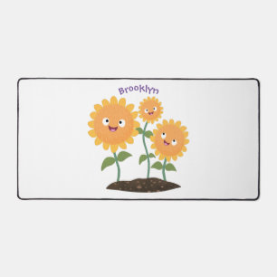 Mooie zonnebloemen die cartoon glimlachen bureaumat