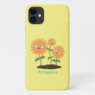 Mooie zonnebloemen die cartoon glimlachen Case-Mate iPhone case
