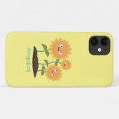 Mooie zonnebloemen die cartoon glimlachen Case-Mate iPhone case (Achterkant (horizontaal))