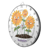 Mooie zonnebloemen die cartoon glimlachen dartbord (Voorkant Rechts)