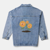 Mooie zonnebloemen die cartoon glimlachen denim jacket (Achterkant)