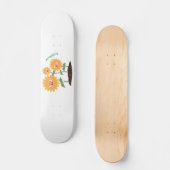 Mooie zonnebloemen die cartoon glimlachen persoonlijk skateboard (Voorkant)