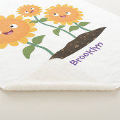 Mooie zonnebloemen die cartoon glimlachen sherpa deken (3/4)