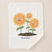 Mooie zonnebloemen die cartoon glimlachen sherpa deken (Voorkant)