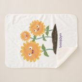 Mooie zonnebloemen die cartoon glimlachen sherpa deken (Voorkant (horizontaal))