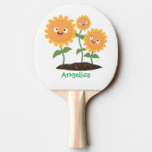 Mooie zonnebloemen die cartoon glimlachen tafeltennisbatje (Achterkant)
