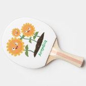 Mooie zonnebloemen die cartoon glimlachen tafeltennisbatje (Zijkant)