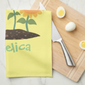 Mooie zonnebloemen die cartoon glimlachen theedoek (Quarter Fold)