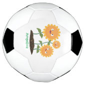 Mooie zonnebloemen die cartoon glimlachen voetbal (Gedraaid)