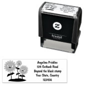 Mooie zonnebloemen die cartoon glimlachen  zelfinktende stempel (In situ)