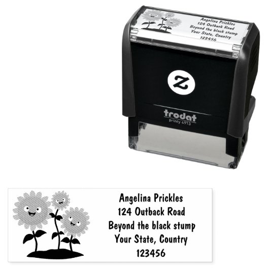 Mooie zonnebloemen die cartoon glimlachen  zelfinktende stempel (In situ)