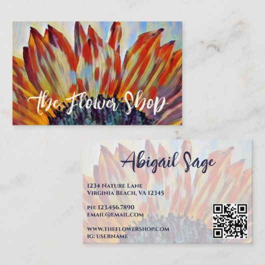 Mooie zonnebloemen Florist Garden QR-code Visitekaartje (Voorkant / Achterkant)