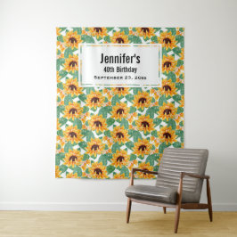 Mooie zonnebloemen geel en groen patroon verjaarda wandkleed